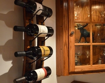 Rustic Wine rack made from reclaimed wine barrels, Wall Wine Rack