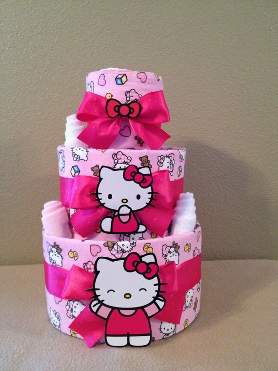 Hello Kitty Baby Girl Diaper Cake by RessellCustomBaby on Etsy
