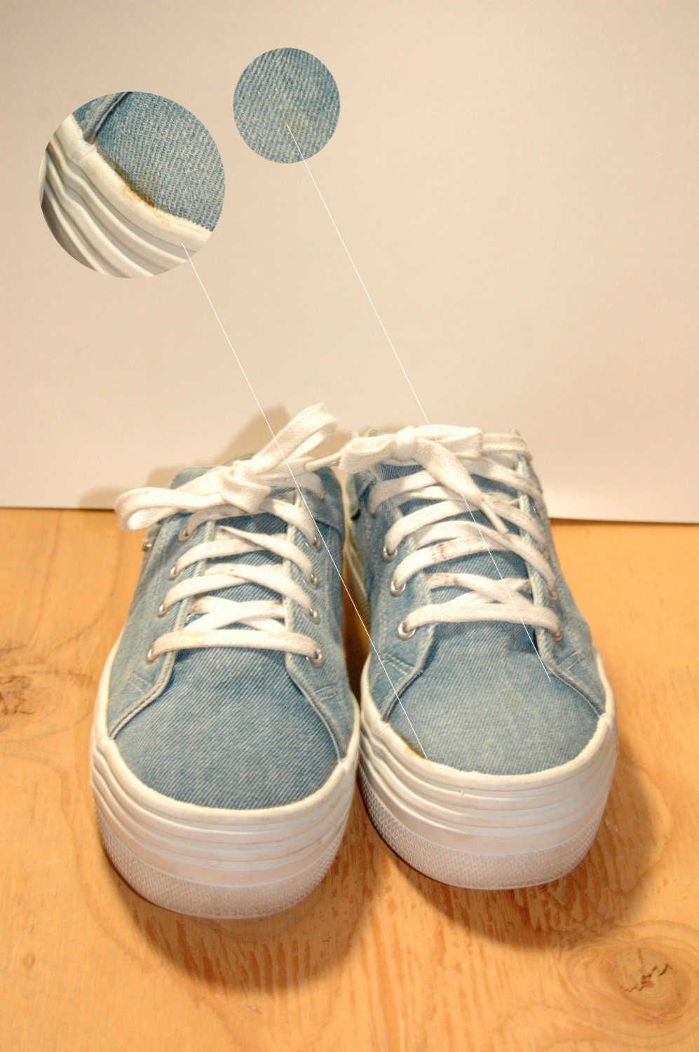 90s Denim Platform Sneakers // tennis shoes // cap toe