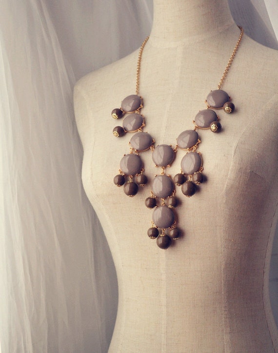 Bubble Necklace J Crew Style Inspired Statement Necklace Grey