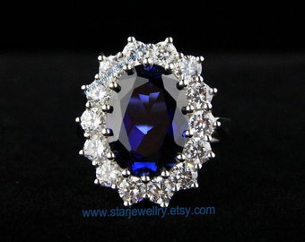 very beautiful engagement ring wedding ring princess kate wedding ring 925sterling with blue gem - Princess Kate Wedding Ring very beautiful engagement ring wedding ring princess kate wedding ring 925sterling with blue gem - Princess Kate Wedding Ring