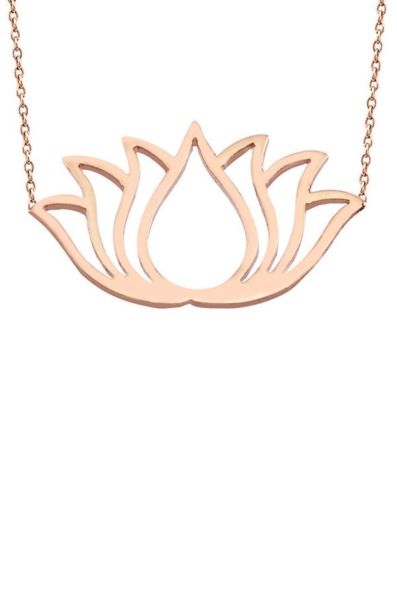 14K Gold Lotus Necklace Meaning Jewelry Buddha Jewelry by JOYAMOR