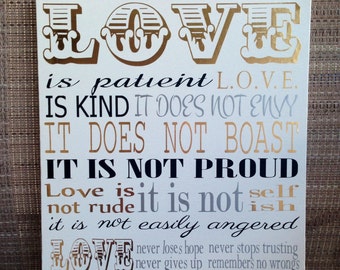 Love is Patient love is kind canvas wall sign