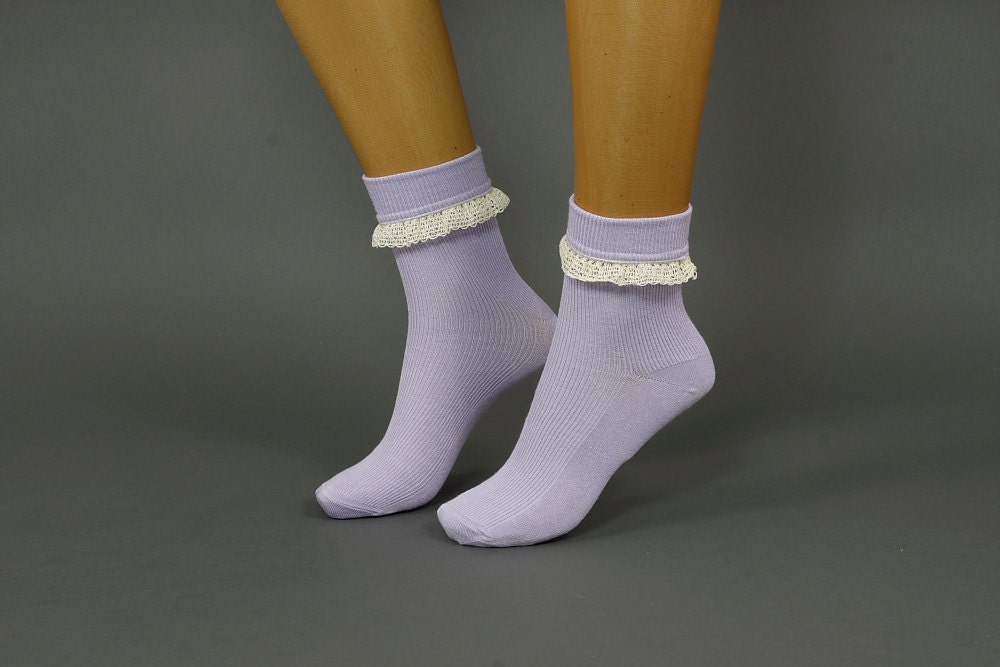 Crochet lace trim Ankle Socks cotton socklace by DayfitFashion