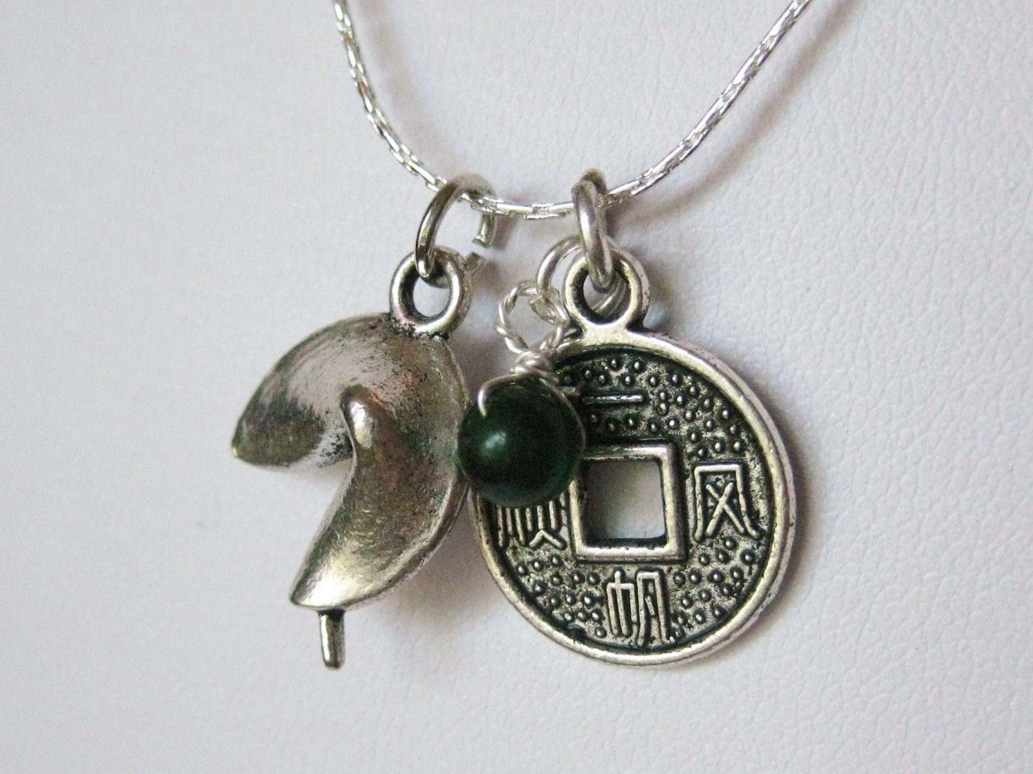 Sterling Silver Fortune Cookie Charm Necklace by BusyBeesJewelry