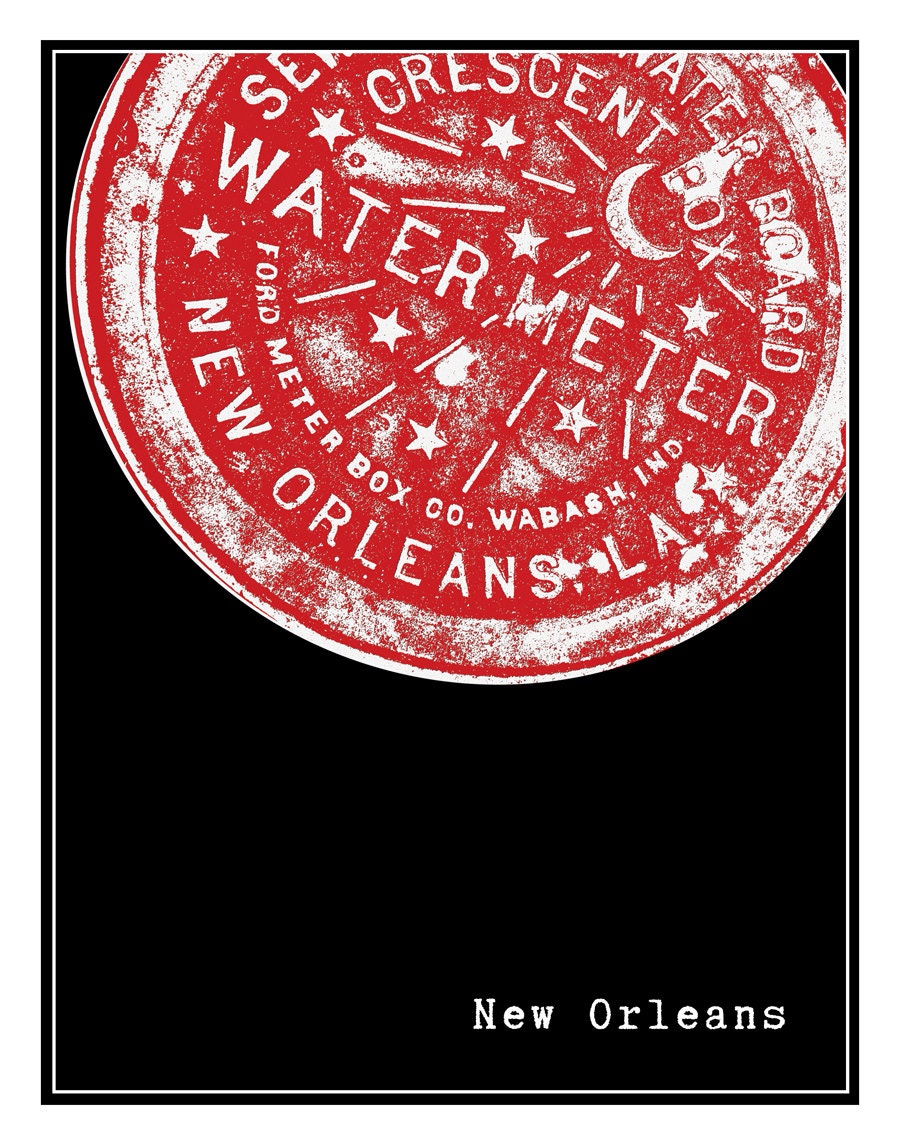 New Orleans Water Meter Art Print Poster Original Louisiana