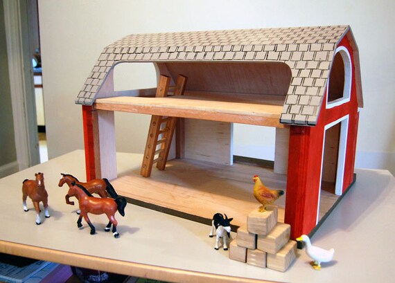 Items similar to Handmade Wooden Toy Barn on Etsy