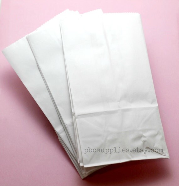 25 Extra Small White Kraft Paper Bags Paper Lunch Bags