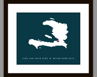 Personalized Haiti Love Map Art Printable