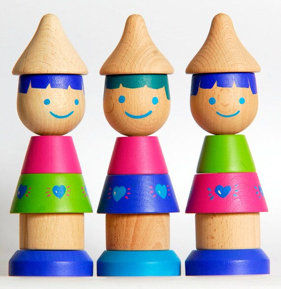 One Small Stacking Doll Wooden Toy Stacking Toy Natural