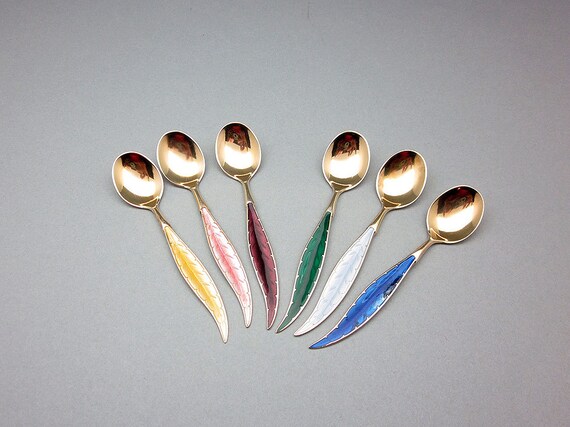 Ottar Hval Set Of 6 Vintage 1950's Norwegian Gilded