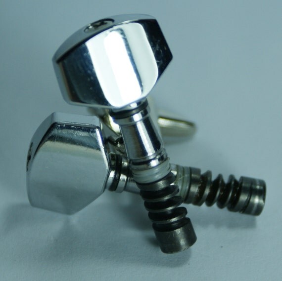 Spinning Guitar Tuning Knob Cufflinks TwoTone by Cufflinked