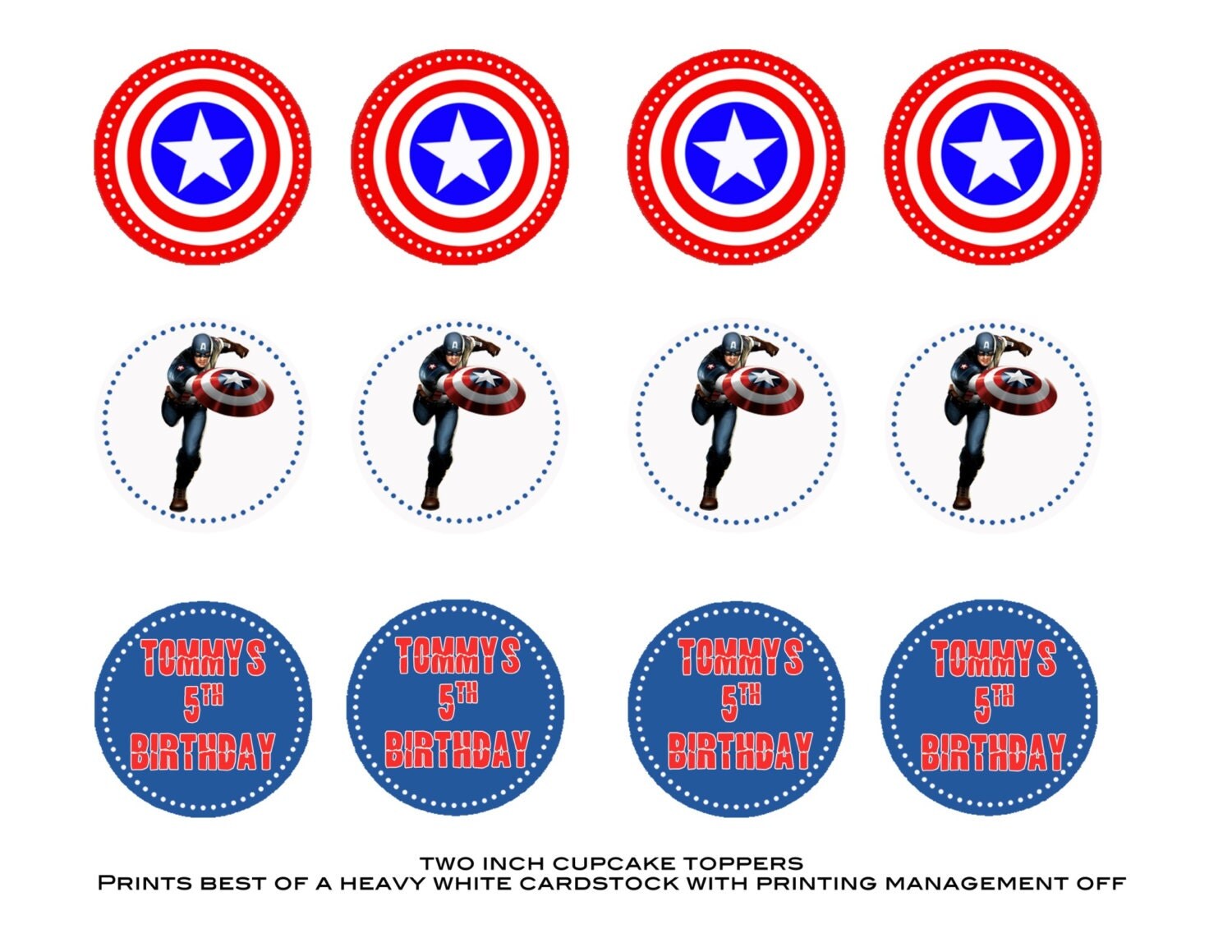Captain America Cupcake Toppers