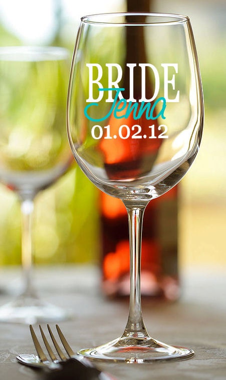 Bridal party Bride Bridesmaid etc personalized wine glass