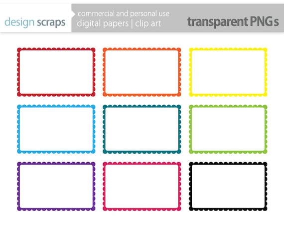 labels clip art scalloped rectangle frames digital by designscraps