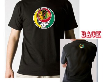Grateful Dead Style Steal Your Blackhawks Lot T-shirt 100% 6.1oz Soft Cotton Shakedown Street