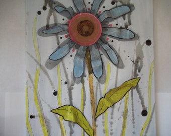 Original mixed media Collage. "Alone"