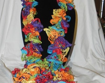 Multicolor Varigated Knit Ruffle Scarf