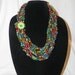 Chain Crochet Ladder Ribbon Yarn Necklace Scarf with Button