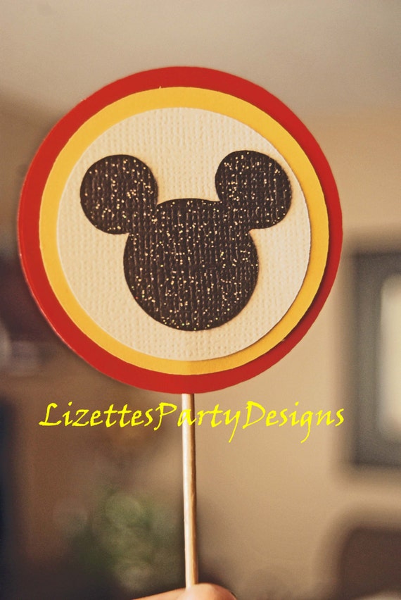 12  Large Mickey Mouse Cupcake toppers