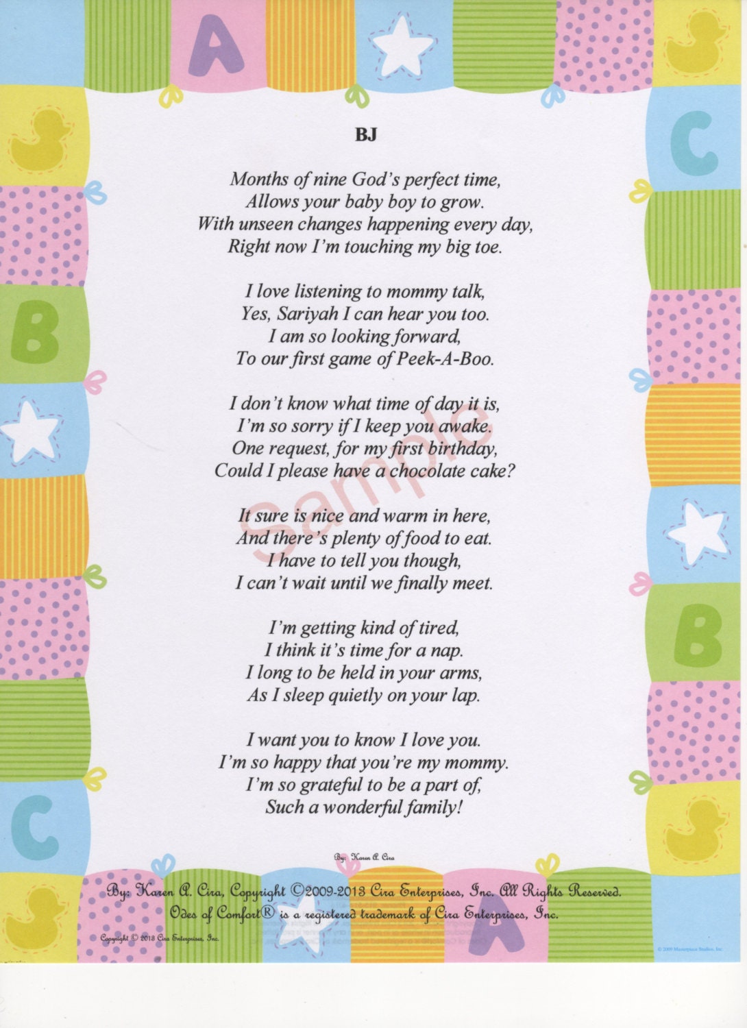 Six Stanza Version III Personalized Baby....