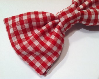 Red gingham bow tie clip men boys sizes by chamomileblu