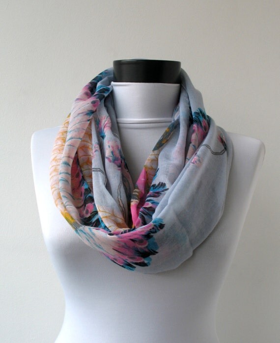 Multicolor Scarf Infinity Scarf Loop Scarf by ScarfBeauty