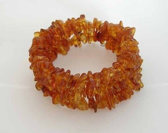 Baltic Amber Adult Memory Wire Bracelet - Honey Color