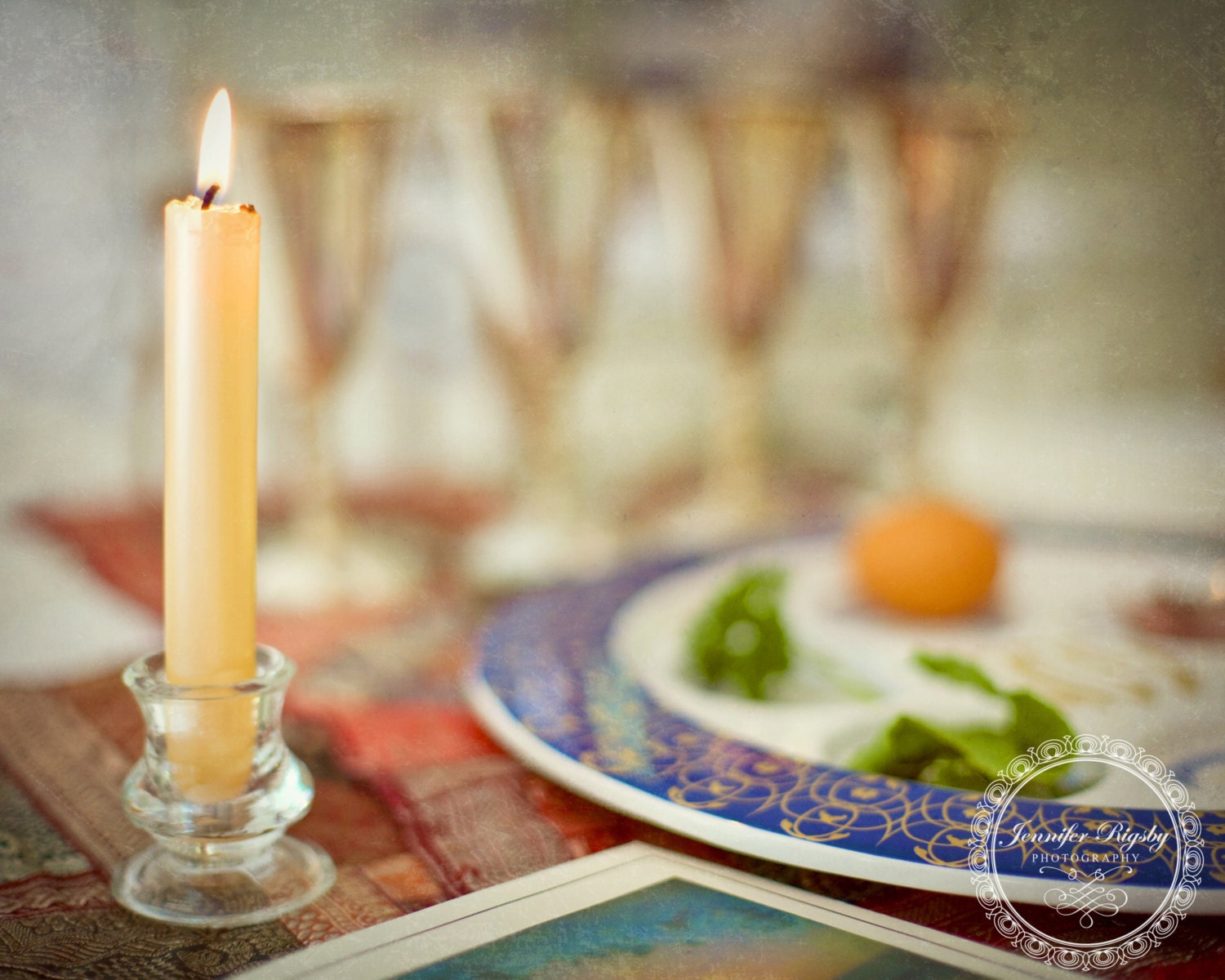 Candle With 4 Cups Passover Seder Church Art Jewish Feasts