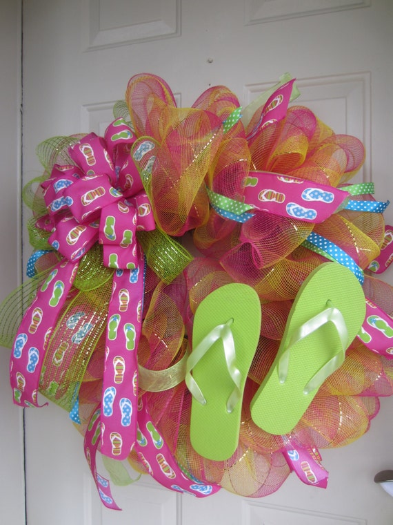 Walk With Jesus Summer Flip Flop Mesh Wreath