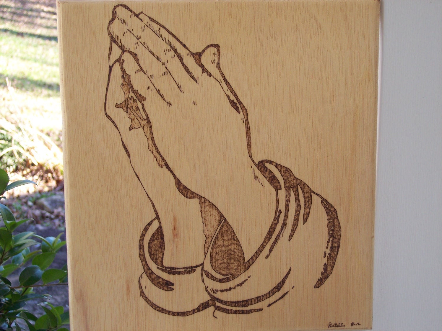 Praying Hands Woodburning Pyrography by BurningTorchofGa 