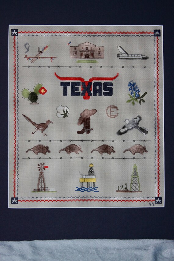Items similar to All Things Texas Cross Stitch Sampler on Etsy