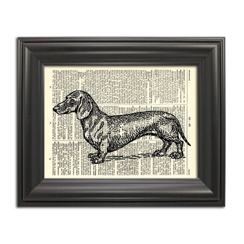Dachshund dog print vintage dictionary by ThePrintedMenagerie