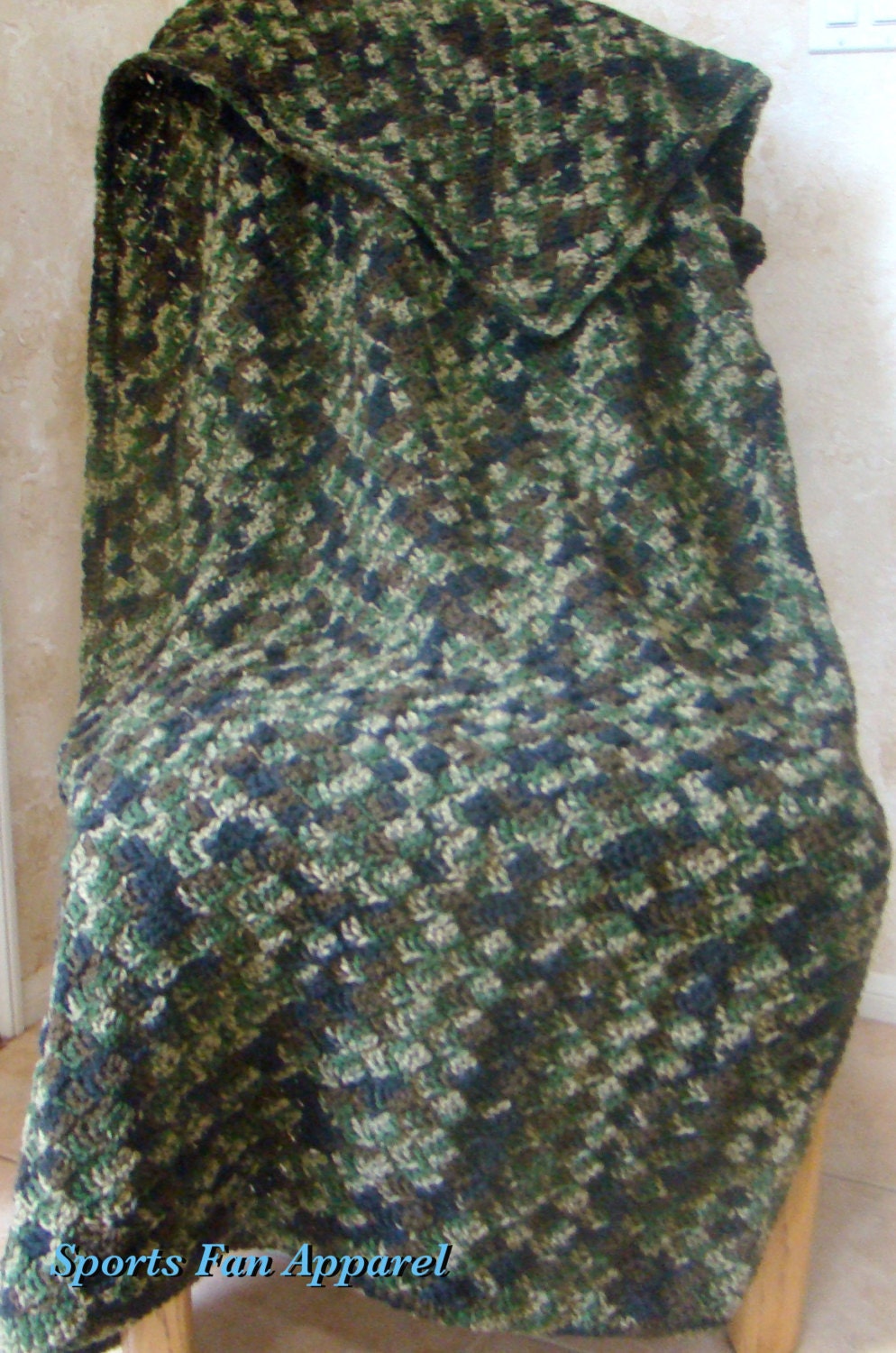 Crochet Camouflage Afghan Crochet Blanket Lap Blanket