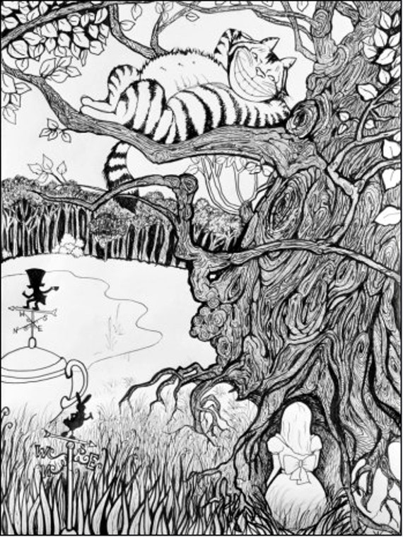 Trippy Ink drawing large print Cheshire