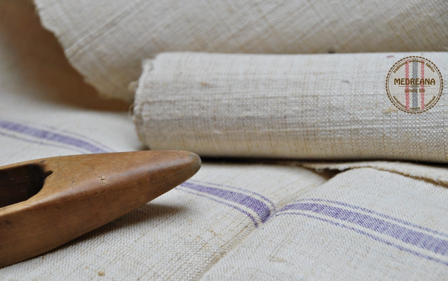 Roll of vintage linen Antique handwoven and by Medreana on Etsy