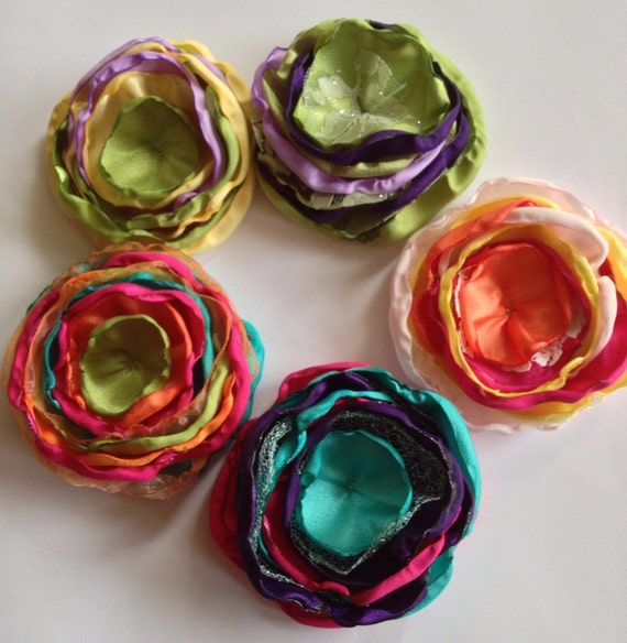 Satin flowers singed fabric flowers handmade fabric flowers