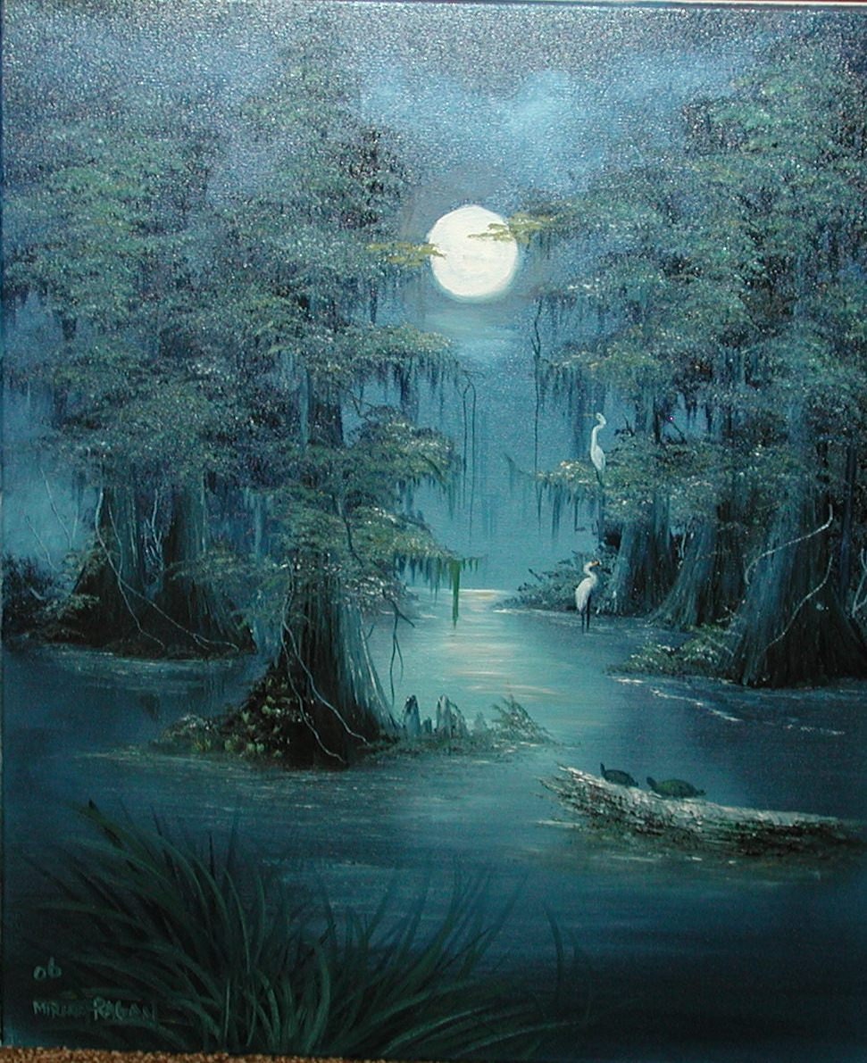 Луна лес живопись