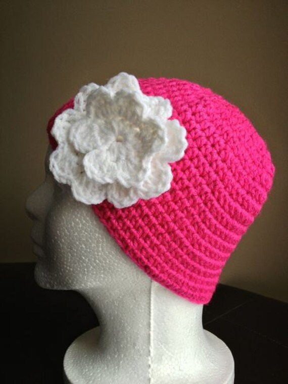 Custom Knit Hat with Flower Design
