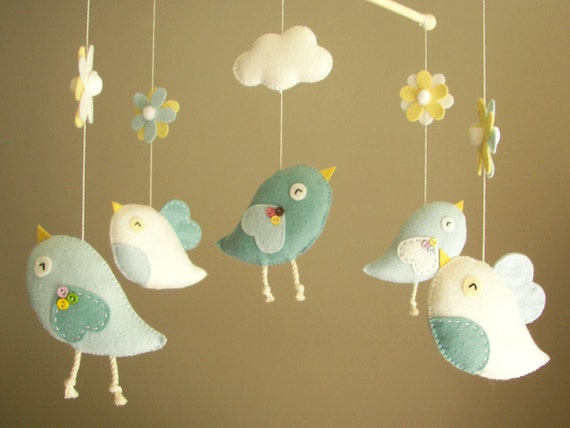 Baby crib mobile Bird mobile felt mobile nursery mobile