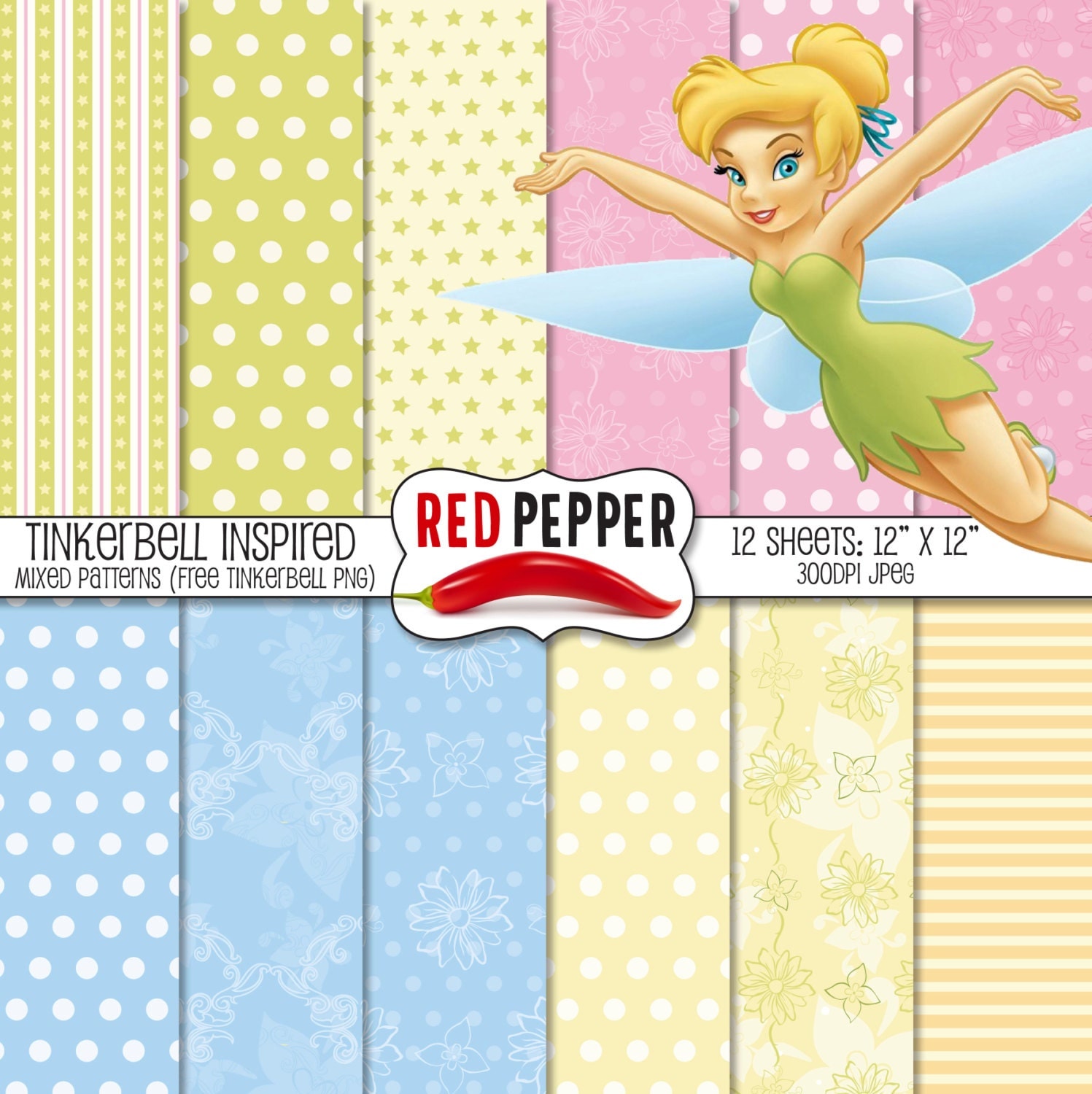 Tinkerbell Christmas Wrapping Paper 