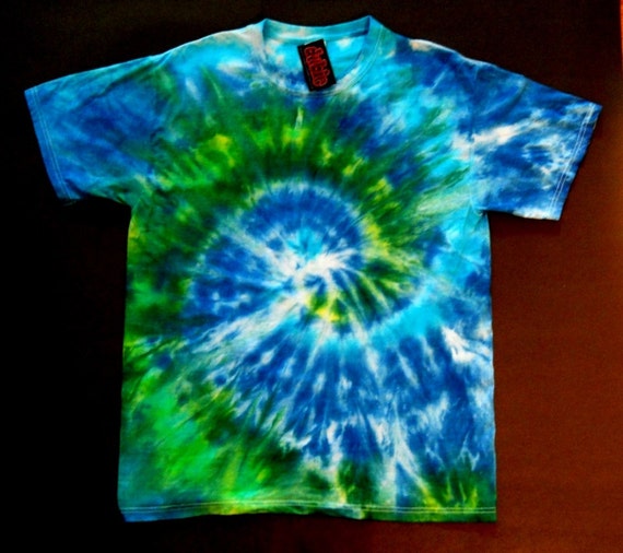 Green & Blue Spiral Tie Dye Shirt