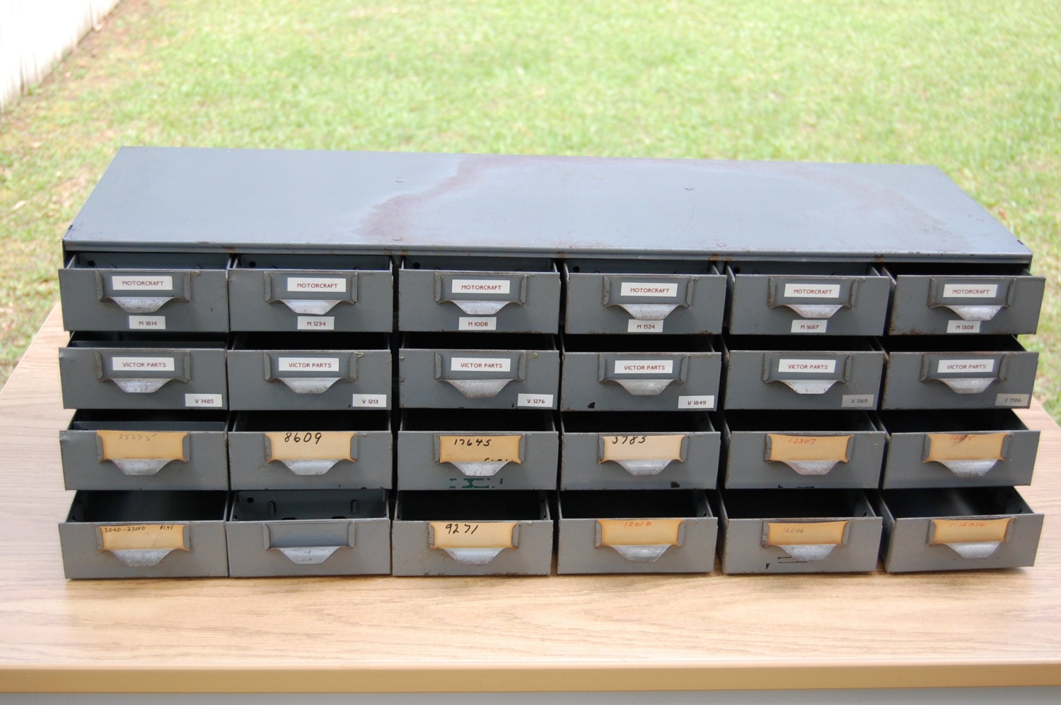 Vintage Industrial Metal Steel Parts Bin Storage