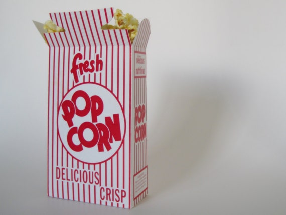 12 - Retro Red and White Pop Corn PopCorn Box Il_570xn