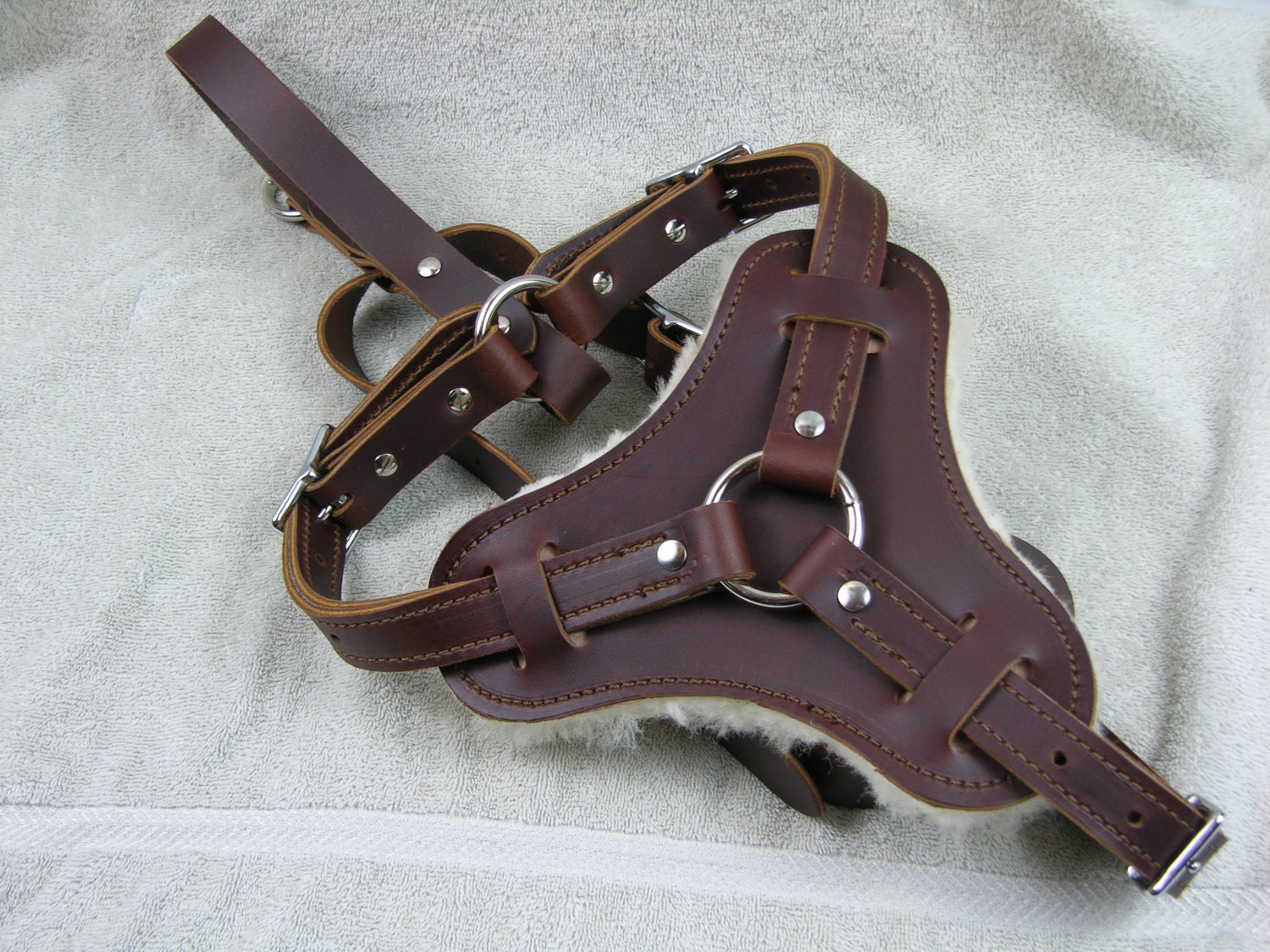 Leather Dog Harness Police K9 Schutzhund High Quality Chrome