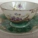 REDUCED-Antique tea cup and saucer, floral and green color