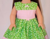 18 Inch Doll Green & Pink Daisies Dress 18 Inch Doll Green & Pink Daisies Dress