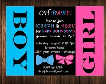 Gender Reveal Invitation Customized DIY Printable Baby Shower Party Boy ...