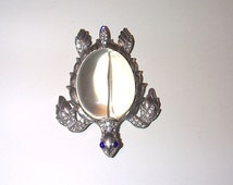 Vintage Reverse Carved Jelly Belly Turtle Brooch