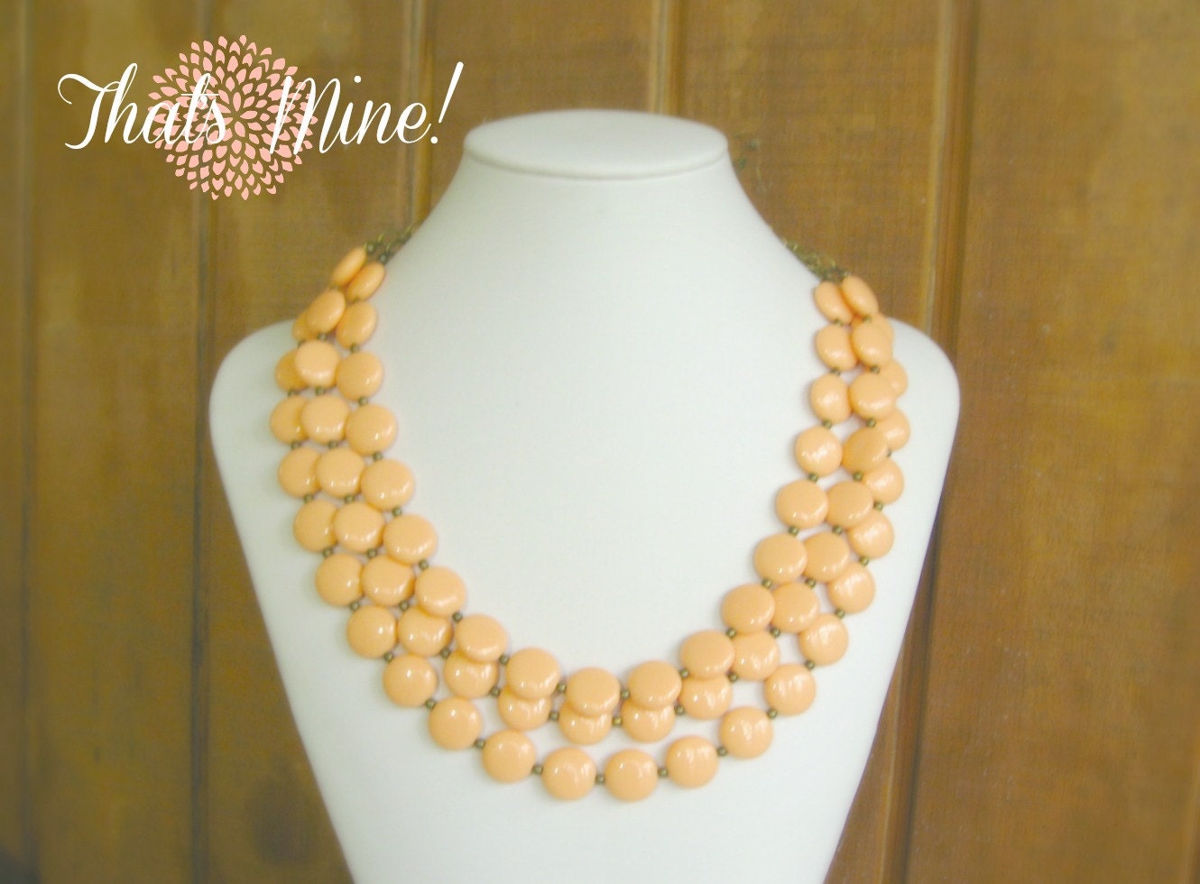 Peach statement necklace Vintage Coral statement necklace